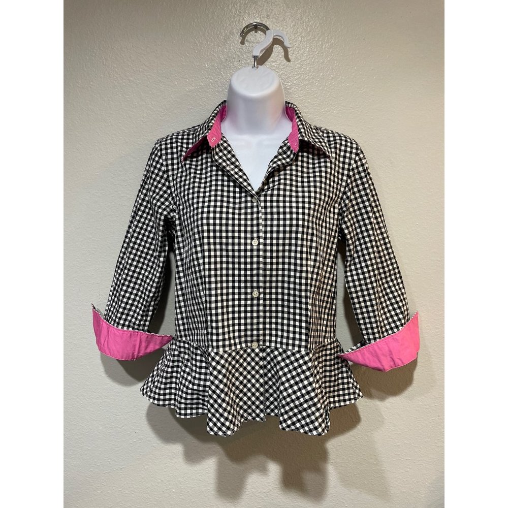 y2k Ralph Lauren Gingham Peplum Button Up Shirt